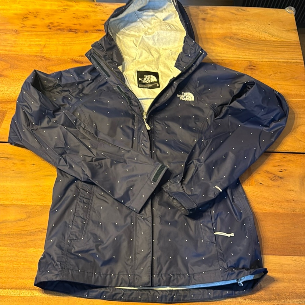 The North Face polka dot rain jacket small